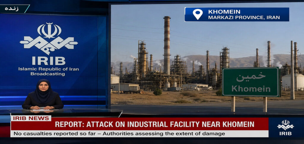 Khomein industrial facility in central Iran after reported strike