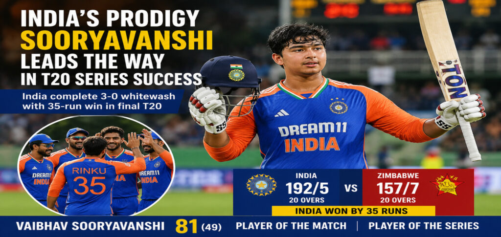India Complete T20 Whitewash as Teenage Sensation Vaibhav Sooryavanshi Shines