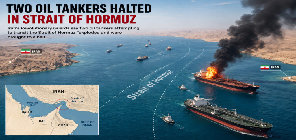 Strait of Hormuz tankers after reported explosions