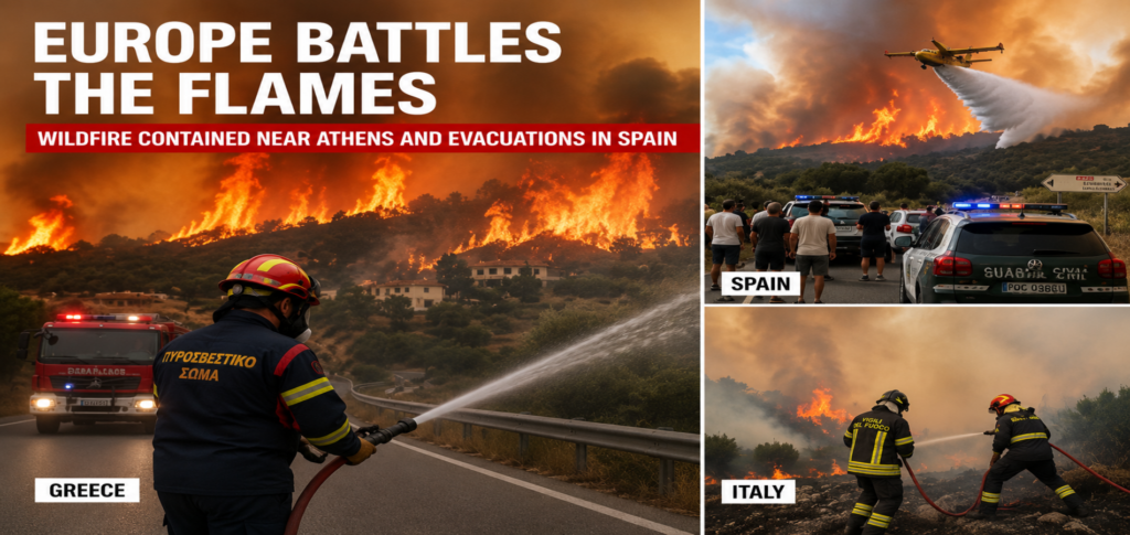 Europe wildfires spread across Greece and Spain as firefighters battle flames