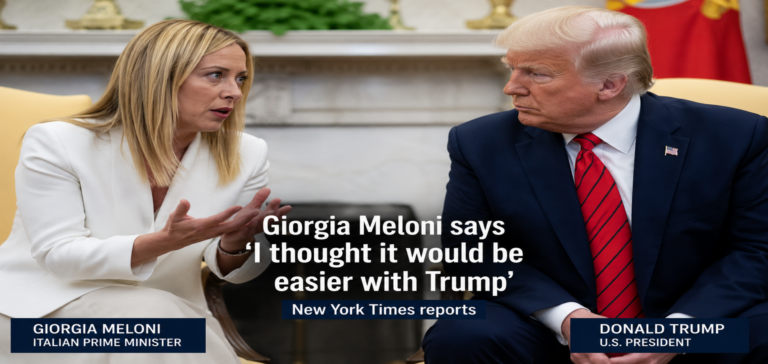 Italian Prime Minister Giorgia Meloni speaking about her relationship with US President Donald Trump