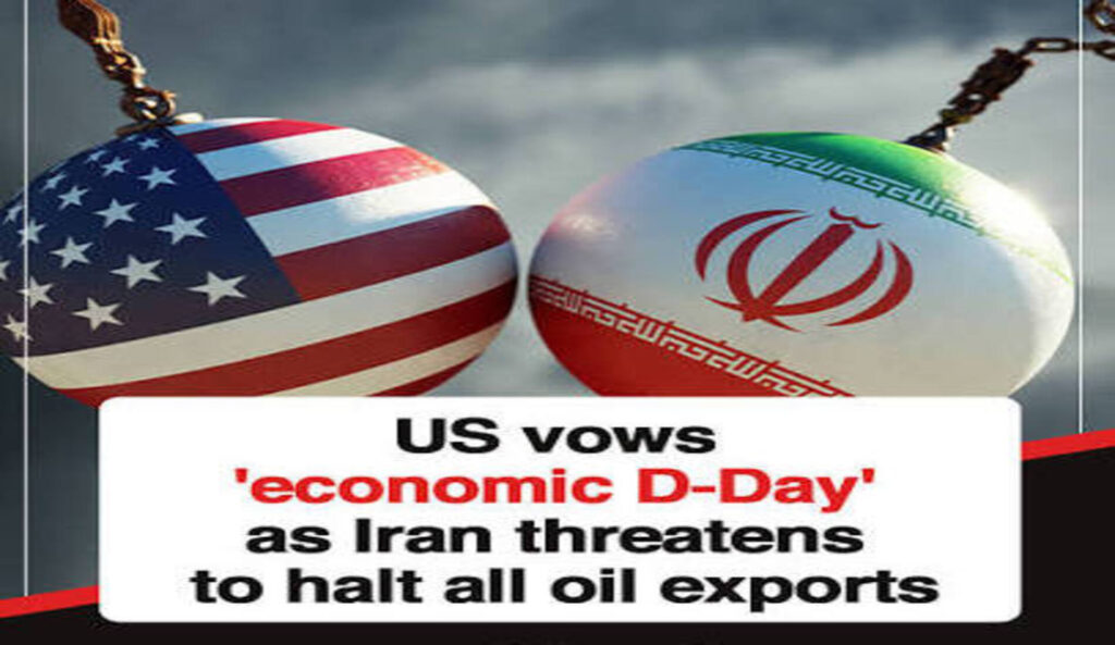 Iran threatens to halt Gulf oil exports as the US prepares a major new sanctions offensive