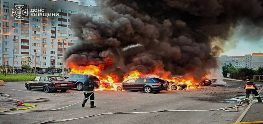 Kyiv air raid alerts during Russian drone attacks