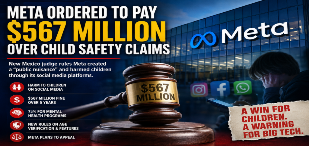 Meta ordered to pay $567 million in New Mexico child safety case