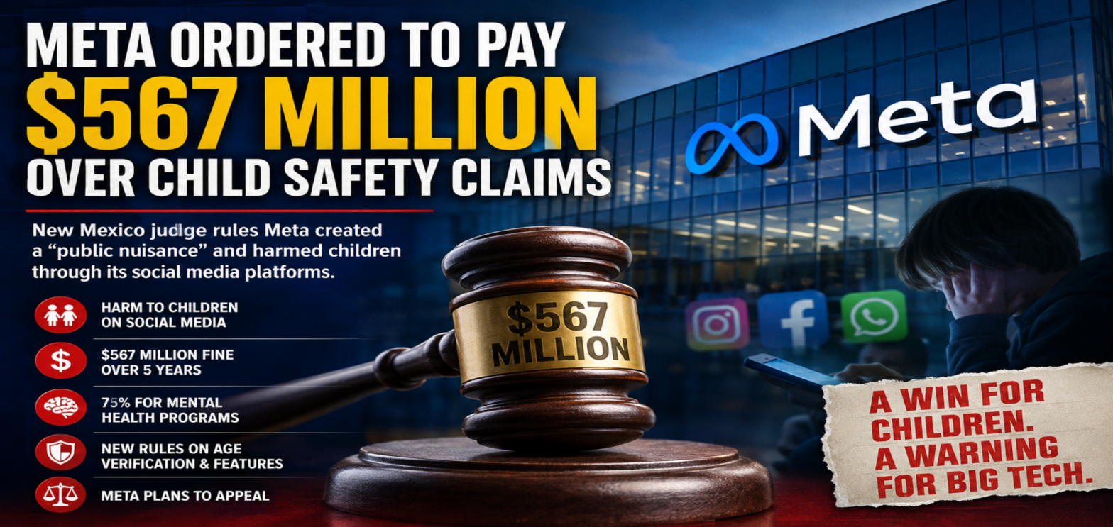 Meta ordered to pay $567 million in New Mexico child safety case