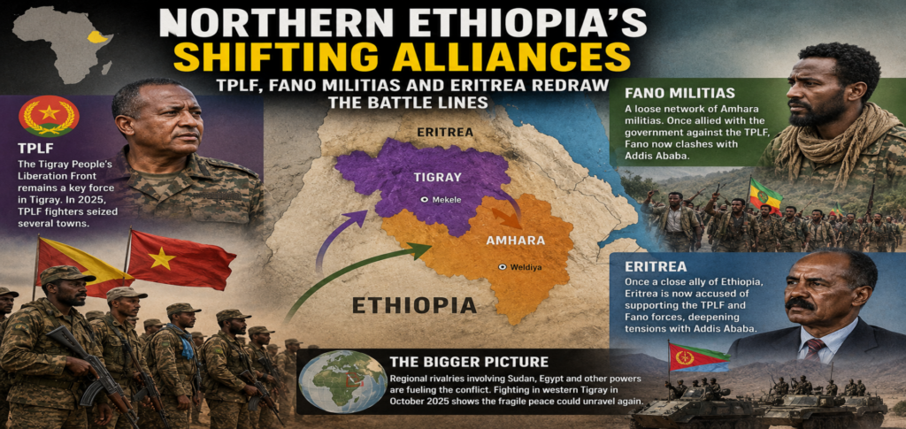 Northern Ethiopiaâ€™s shifting alliances involving TPLF Fano militias and Eritrea