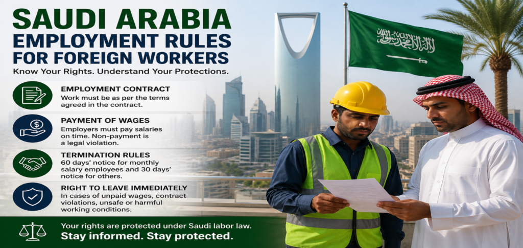 Saudi Arabia employment rules for foreign workers and Pakistani employees