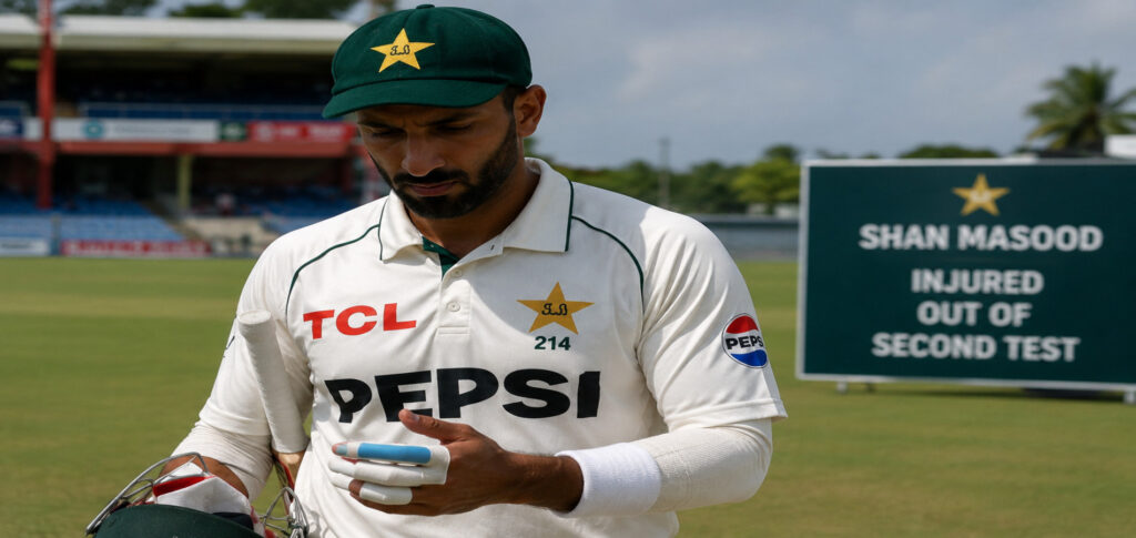 Shan Masood ruled out of second West Indies Test with finger injury