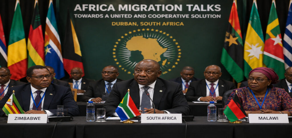 African leaders attend a regional migration summit as South Africa calls for continent-wide talks on irregular migration and border cooperation.