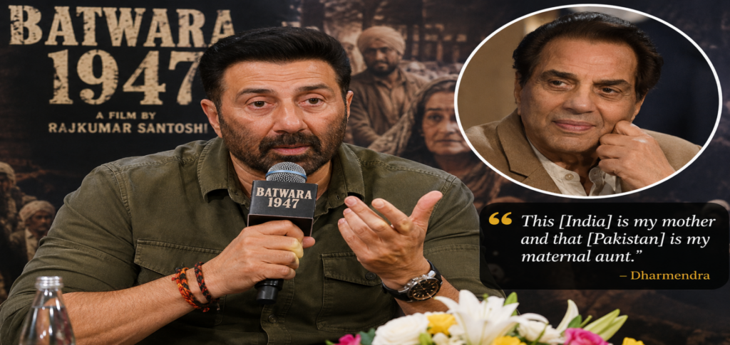 Sunny Deol faces backlash after quoting his late father Dharmendra while discussing Pakistan at a promotional event for Batwara 1947.