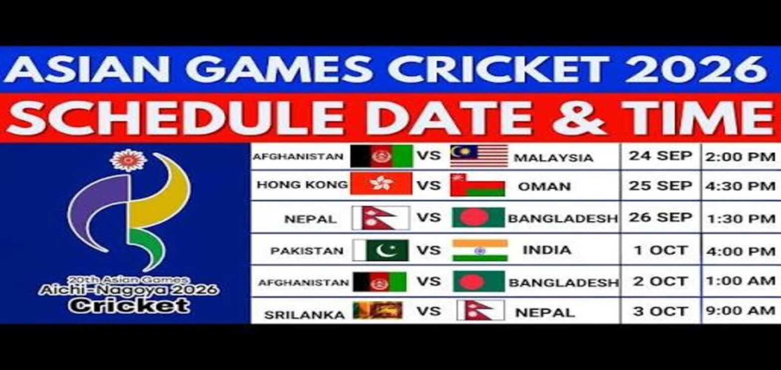 Asian Games 2026 cricket schedule for Pakistan and India