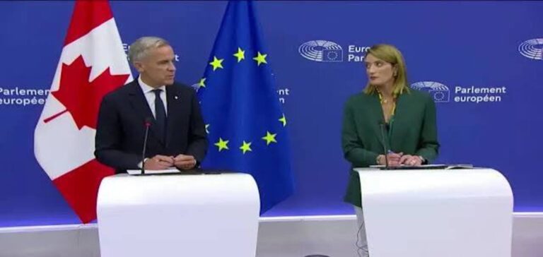 Mark Carney addresses the European Parliament as Canada seeks deeper ties with the EU