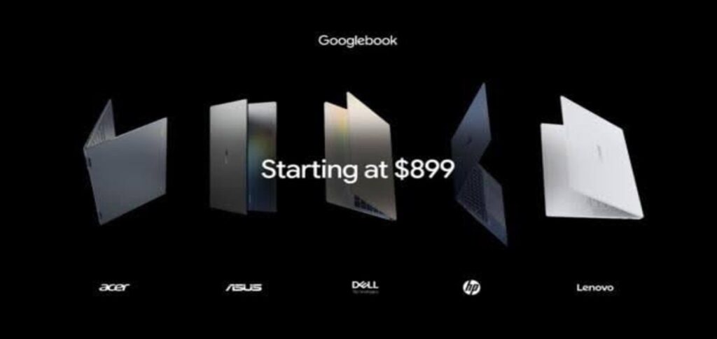Googlebook laptops lineup with five new models starting at $899