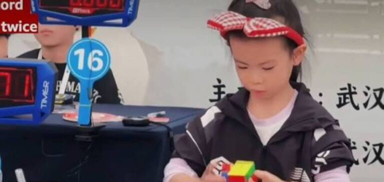 Six-year-old Chinese girl breaks the Rubik’s Cube world record